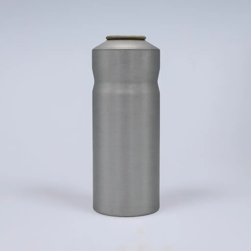 Flat shape A2 aluminum aerosol can, 53x140mm, Brushed metal base